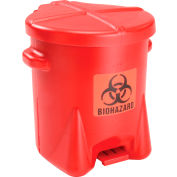 Eagle 6 Gallon Poly Safety Biohazardous Waste Can, Red - 943BIO