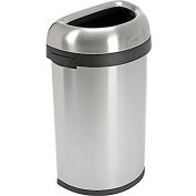 Simplehuman® Stainless Steel Semi-Round Open Top Trash Can, 16 gallons