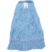 Tête de vadrouille bouclée Global Industrial™, moyen, bleu, bande étroite