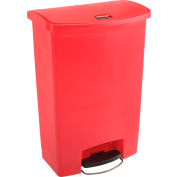 Rubbermaid® mince Jim® 1883570 étape en plastique sur le conteneur, avant l’étape 24 gallons - rouge