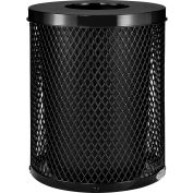 Global Industrial™ outdoor Diamond Steel Trash Can with Flat Lid, 36 gallons, Noir