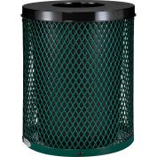 Global Industrial™ outdoor Diamond Steel Trash Can with Flat Lid, 36 gallons, Vert