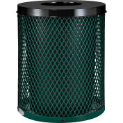Global Industrial Outdoor Diamond Steel Trash Can With Flat Lid, 36 Gallon, Green