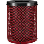 Global Industrial Outdoor Diamond Steel Trash Can With Flat Lid, 36 Gallon, Red