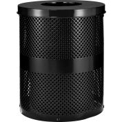 Global Industrial™ poubelle extérieure en acier perforé avec couvercle plat, 36 gallons, noir