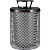 Global Industrial™ outdoor Diamond Steel Trash Can with Rain Bonnet Lid, 36 gallons, Gris