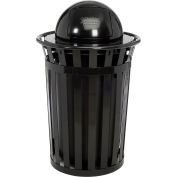 Global Industrial™ Outdoor Steel Slatted Trash Can With Dome Lid, 36 Gallon, Black