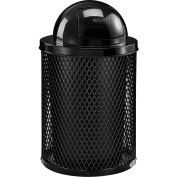 Global Industrial™ Outdoor Steel Diamond Trash Can with Dome Lid, 36 gallons, Noir