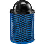 Global Industrial Outdoor Steel Diamond Trash Can With Dome Lid, 36 Gallon, Blue