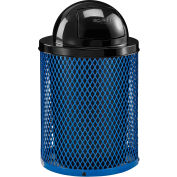 Global Industrial™ Outdoor Steel Diamond Trash Can with Dome Lid, 36 gallons, Bleu