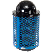 Global Industrial™ Outdoor Steel Diamond Trash Can With Dome Lid & Base, 36 Gallon, Blue