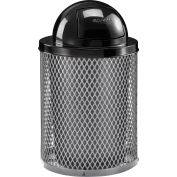 Global Industrial Outdoor Diamond Steel Trash Can With Dome Lid, 36 Gallon, Gray
