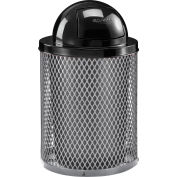 Global Industrial™ Outdoor Diamond Steel Trash Can avec couvercle de dôme, 36 gallons, gris