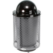 Global Industrial™ Outdoor Diamond Steel Trash Can With Dome Lid & Base, 36 Gallon, Gray