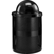 Global Industrial™ poubelle extérieure en acier perforé avec couvercle dôme, 36 gallons, noir