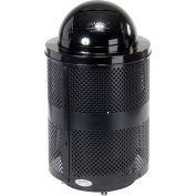 Global Industrial Outdoor Perforated Steel Trash Can With Dome Lid & Base, 36 Gallon, Black