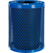 Global Industrial Thermoplastic 32 Gallon Mesh Recycling Receptacle w/Flat Lid - Blue