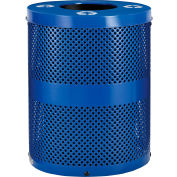 Global Industrial Thermoplastic 32 Gallon Perforated Recycling Receptacle w/Flat Lid - Blue
