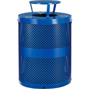 Global Industrial Thermoplastic Perforated Recycling Receptacle W/ Rain Bonnet, 32 Gal. Cap.