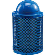 Global Industrial Thermoplastic 32 Gallon Mesh Recycling Receptacle w/Dome Lid - Blue