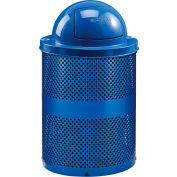 Global Industrial Thermoplastic 32 Gallon Perforated Recycling Receptacle w/Dome Lid - Blue