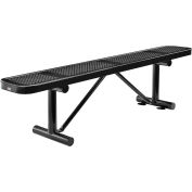 Global Industrial™ 6' Banc plat extérieur en acier, métal perforé, noir