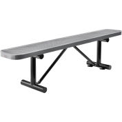 Global Industrial™ 6' Banc plat extérieur en acier, métal perforé, gris