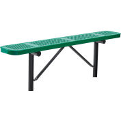 Global Industrial™ 6' Banc plat extérieur en acier, métal perforé, montage au sol, vert