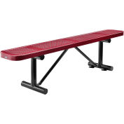 Global Industrial™ 6 ft. Outdoor Steel Flat Bench - Perforated Metal - Red