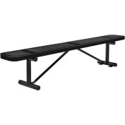 Global Industrial™ 8' Banc plat extérieur en acier, métal perforé, noir