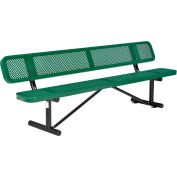 Global Industrial™ 8' Banc de pique-nique extérieur en acier avec dossier, métal perforé, vert