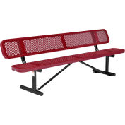Global Industrial™ banc de pique-nique en acier extérieur de 8 pieds avec backrest - Perforated Metal - Rouge