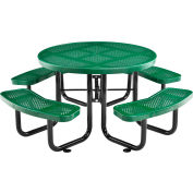 Global Industrial™ 46" Round Picnic Table, Perforated Metal, Green