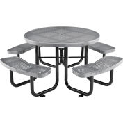 Table de™ pique-nique ronde Industrielle Mondiale de 46 pouces, Métal perforé, Gris