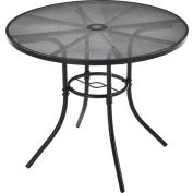 Interion® 36" Round Outdoor Café Table, Steel Mesh, Black