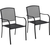 Interion® Outdoor Café Fauteuil empilable en treillis d’acier - Noir - 2 Pack