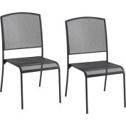 Interion® Outdoor Café Fauteuil empilable sans bras, Maille d’acier, Noir, 2 Pack