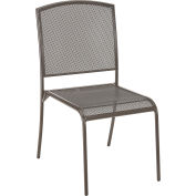 Interion® Outdoor Café Chaise empilable sans bras, Maille d’acier, Bronze, 2 Pack