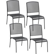 Interion® Outdoor Café Armless Stacking Chair, Steel Mesh, Black, 4 Pack