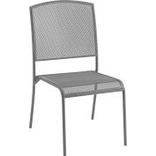 Interion® Outdoor Café Fauteuil empilable sans bras, Maille d’acier, Gris, Pack de 4