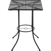 Interion® 30" Square Outdoor Bar Table, Steel Mesh, Black