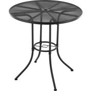 Interion® 36" Round Outdoor Counter Height Table, Steel Mesh, Black