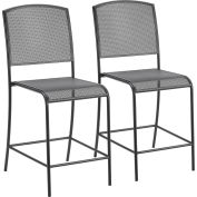 Interion® Outdoor Counter Height Tabouret, Maille d’acier, Noir, 2 Pack