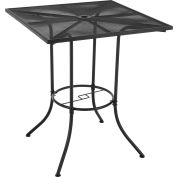 Interion® 36" Square Outdoor Bar Table, Steel Mesh, Black