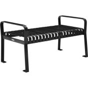 Global Industrial 4' Outdoor Steel Slat Park Bench, Backless, Black