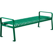 Global Industrial™ 8 ft. Outdoor Park Bench without Back - Steel Slat - Green