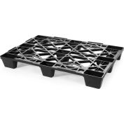 Nestable Euro Open Deck Pallet, Plastic, 4-Way Entry, 47-1/4" x 31-1/2", 8800 Lb Stat Cap, Black