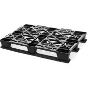 Rackable Euro Open Deck Pallet, Plastic, 4-Way Entry, 48" x 32", 8800 Lb Static Capacity, Black - Pkg Qty 4