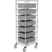 Global Industrial™ chariot de fil chromé avec (7) conteneurs à grille grise 6 « H, 21x24x69