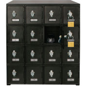 United Visual Products 4-Tier 16 Door Locker avec serrures Hasp, 22 » L x 16 » P x 26"H, Blk, assemblé